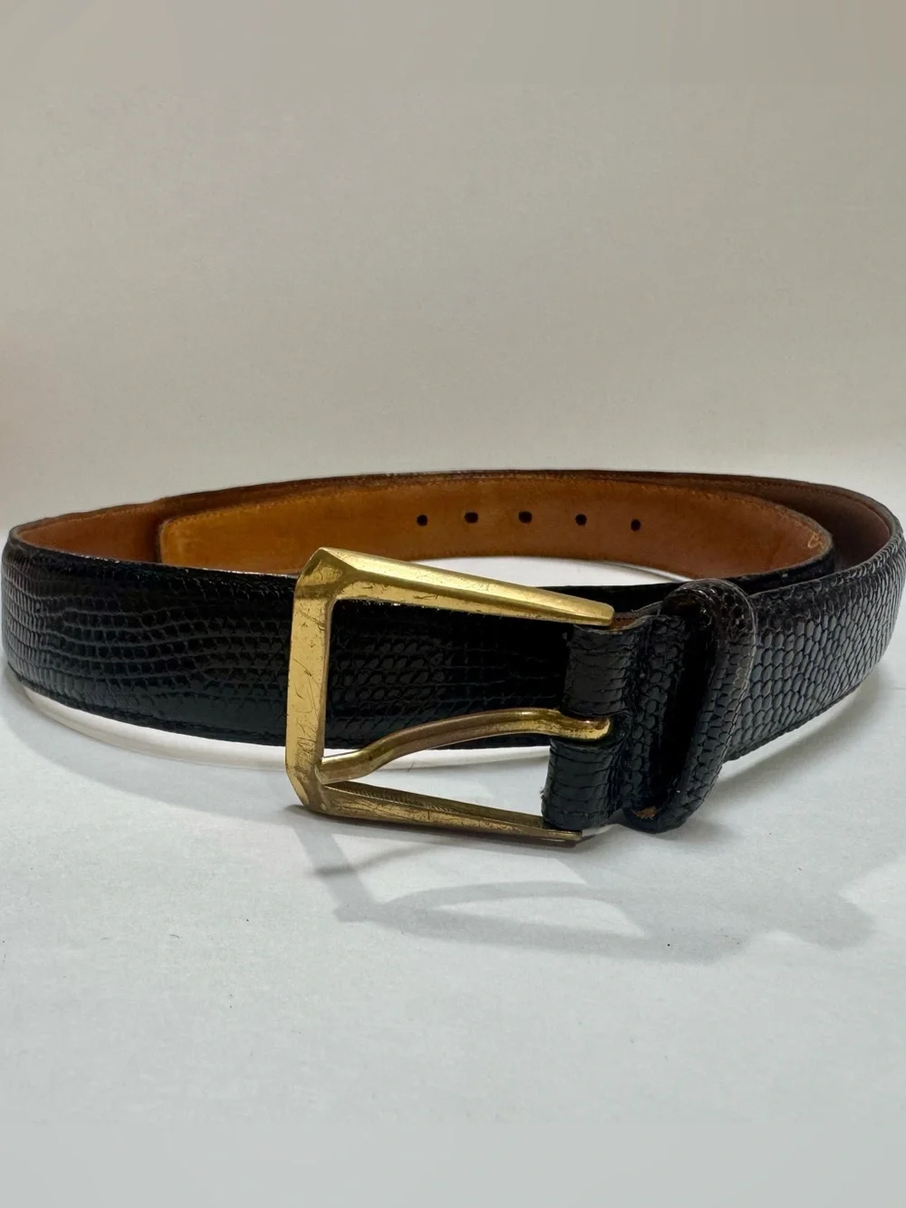 Trafalgar USA Handmade Java Lizard Belt - Brown Exotic Skin - Size 36